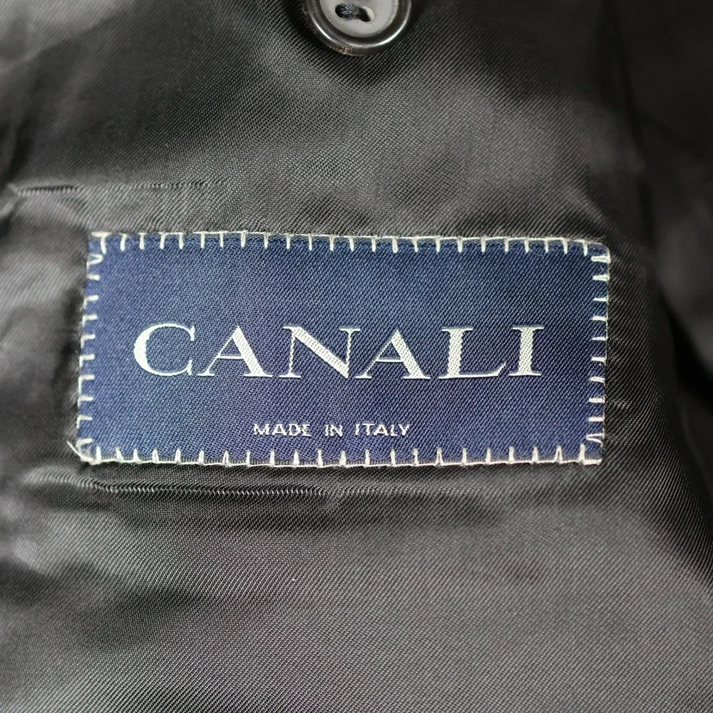 Canali Sport Coat Mens 42L Black Three Button Wool Blazer Formal Preppy Italy